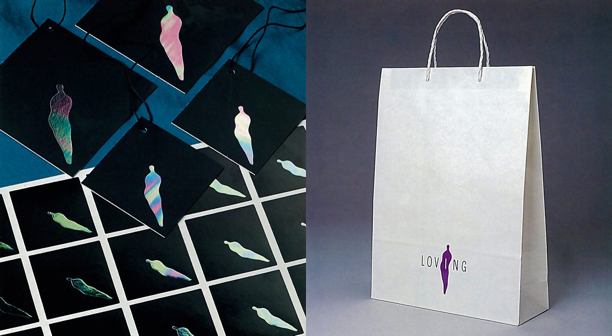 LOVINGの店内装飾とショッピングバッグ